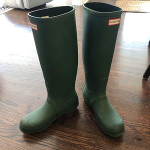 Tall Dark Green Hunter Boots (with removable fleece lining)